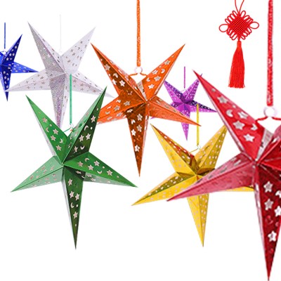 60cm Paper Mache Star Lantern Lamp Hanging Christmas Xmas Day Decoration for Wedding Birthday Party Home Decor Hollow Out Design