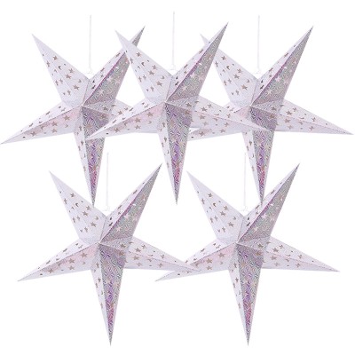 90cm Silver Foil Cut-Out Paper Party Stars Lantern Paper Lamp Star Light Hanging Christmas Decoration