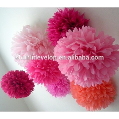 girl's birthday party decoration items colorful tissue paper pom poms flower