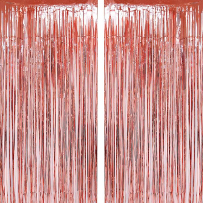 Wedding/Party Hanging Rose Gold Foil Fringe Tinsel Metallic Curtain for Door  Backdrop Decoration