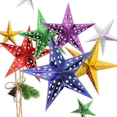 blue christmas ornament Paper Star Lantern Lampshade Hanging christmas decor mall Decoration Christmas baking gifts Paper Star