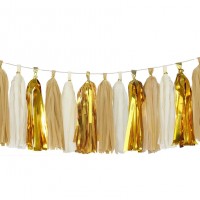 Shiny Tassel Garland Tissue Paper Tassels Banner Decoration for Birthday Party, Bridal Shower, Table Decor, Metallic