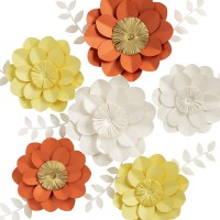 Giant Paper Flowers Stock Card Wall Decor 3D Backdrop flower  blue orange and white for wedding christmas decoration